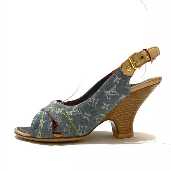 Auth Louis Vuitton denim sandal 36 - Picture 5 of 9